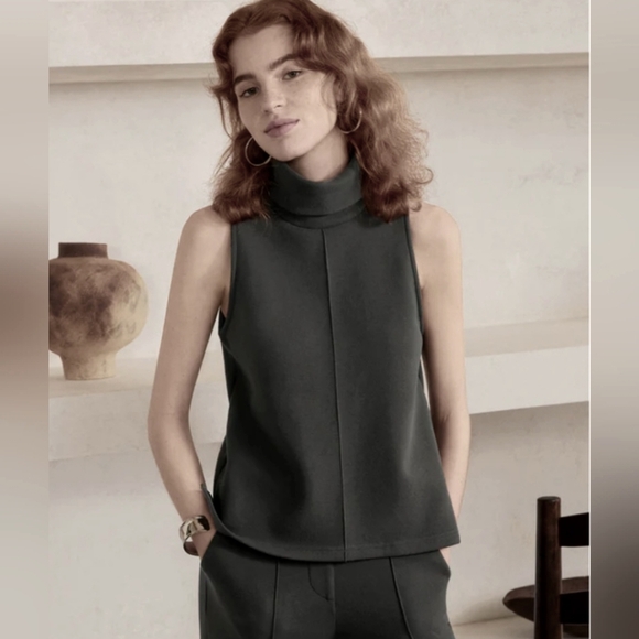 OGL Tops - A53 NWT OGL Fuzzlux Turtle Neck Split Hem Top Black Size Md Relaxed Fit Stretch